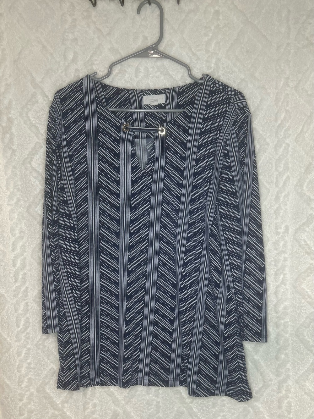 Magnolia Grace Navy and White Striped Long-Sleeve Top